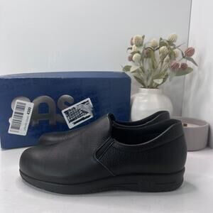 SAS Patriot Sr. Leather Black Slip-Resistant Slip On Work Shoes Women's 8M